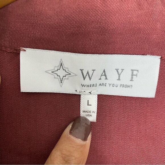 WAYF Burgundy Button Up Casual Longline Tunic Top Lagenlook Size Large - Picture 4 of 5